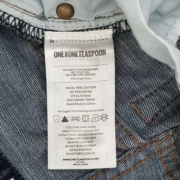 ONE x One Teaspoon Denim Shorts Womens Harlets High Rise Twisted Cuff Hem Sz 24 - Picture 6 of 13